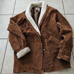 Via max leather sherpa jacket